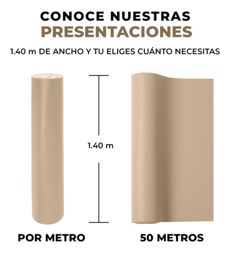 Tela Vinipiel 1.40m X 10m Para Tapizar Muebles Salas Color Beige Diseño De La Tela Lisa