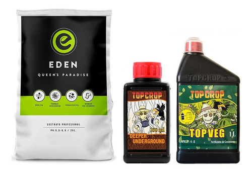 Sustrato Profesional Eden 25lts Top Crop Under 100ml Veg 1lt