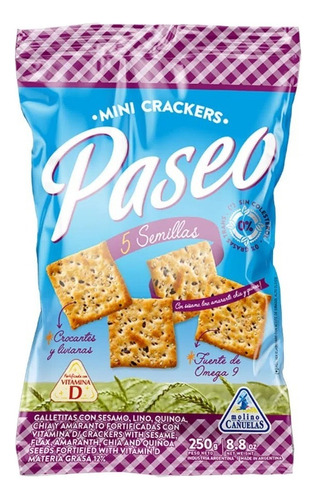 Galletitas Paseo Mini Crackers 5 Semillas Paquete 250 Grs