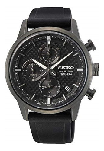 ~? Seiko Chronograph Quartz Black Dial Black Titanium Men's 