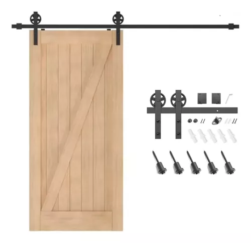 2M Kit de riel para puerta corrediza para colgar puerta corrediza de  granero para una puerta