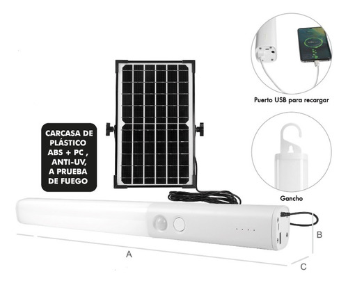 Lampara Con Panel Solar Portátil Multiusos 