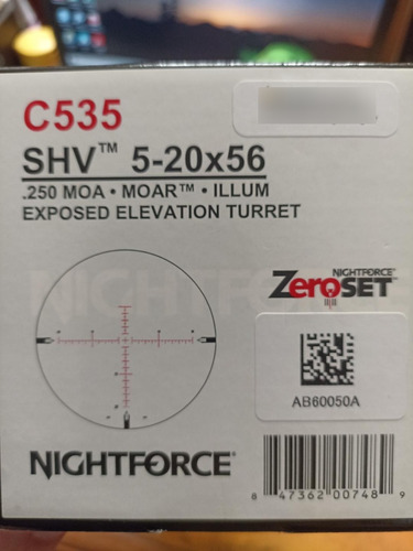 Nightforce/calidad Zeiss V8 5-20x56 30mm Alto Poder (Usado)