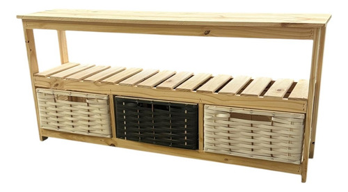 Rack Tv Con 3 Canastos Organizador Juguetero Canastos Negros