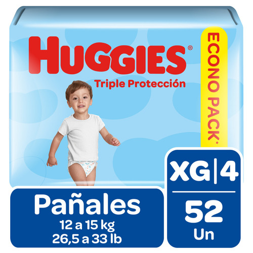 Pañales Huggies Triple Protección 52 unidades talla XG