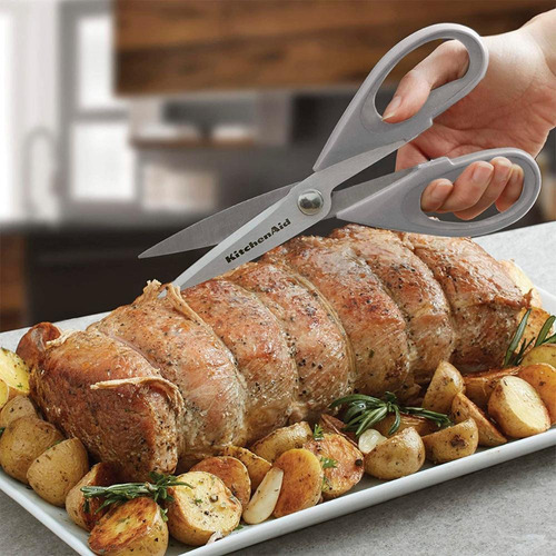 Tesoura Uso Geral Azul Cozinha Manual Aço Inox Kitchenaid Cor Cinza