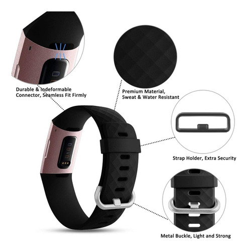Imagen 2 de 7 de 3 Mallas De Reloj Fitbit Charge 4 / Charge 3 / Talle Large