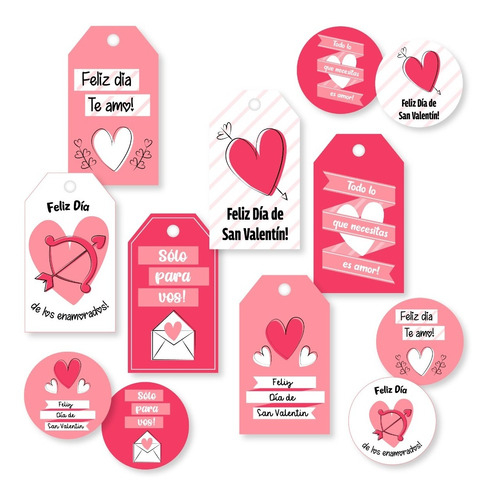 Kit Tags Tarjetas Stickers San Valentin Dia De Enamorados