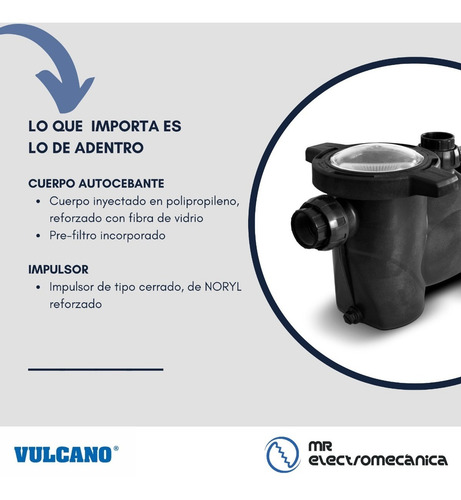 Imagen 5 de 10 de Kit Vulcano Pileta: Bomba Autocebante 1/2 Hp + Filtro Vc20