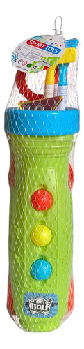 Set Juego De Golf Infantil Con Carrito Palos Hoyos Pelotas Derecha Multicolor