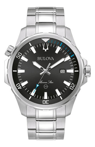 Relógio Bulova Marine Star Quartzo - 96b382 Cor Da Correia Prateado Cor Do Bisel Prateado Cor Do Fundo Preto