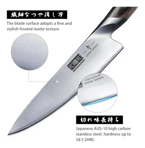 Set De 8 Cuchillos De Cocina Japoneses Aus-10 Con Bloque Y T