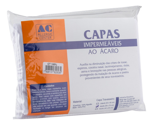 Kit 2 Capas Travesseiro 100% Algodão Allergic Center