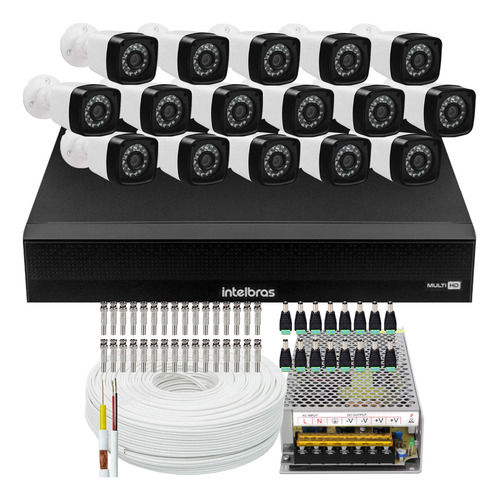 Kit Cftv 16 Cameras Full 1080 Dvr Intelbras Sem Hd Mhdx 1016