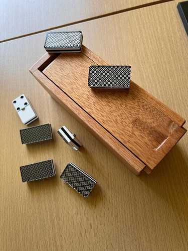 Domino Baraja Plata Caja Madera
