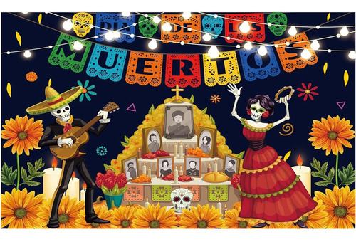 Allenjoy Day Of The Dead Dia De Los Muertos Backdrop Mexican