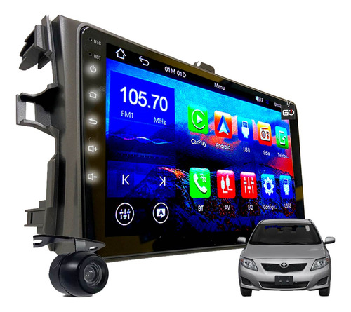 Multimídia Bluetooth Carplay Espelha Sem Fio Corolla 9p Kit
