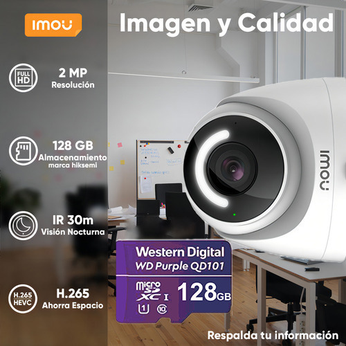 Imou Cámara Turret Ip Wifi 2mp T26en-plus-128 Con Microsd 128gb Y Letrero Disuasivo Sirena Integrada Led De Alta Potencia Microfono Integrado Audio Bidereccional Detección De Humanos Ir 30m T26en Ip67