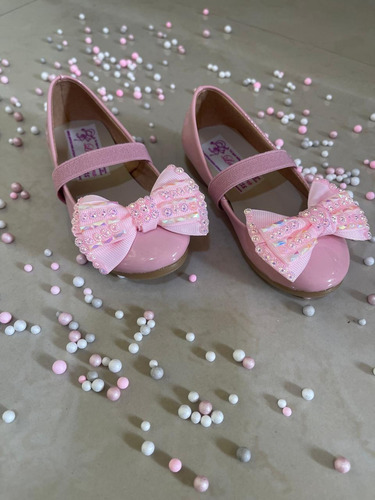 Balerina Zapato Zapatilla Flats Charol Rosita Con Moño Niña