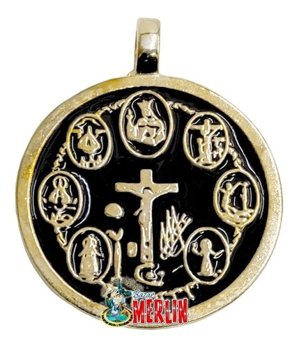 Medalla De Las 7 Deidades De La Santería En Fino Baño De Oro