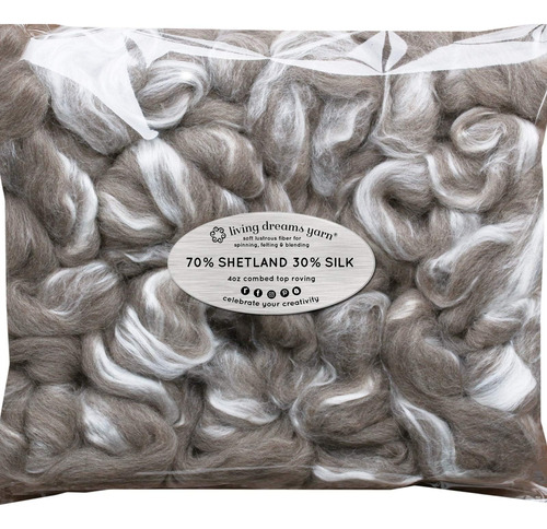 Lana Shetland Tussah Seda Peinada Top Roving Para Hilar, Fie