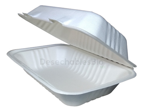Imagen 1 de 5 de 50 Contenedores Almeja 9x6x3 Biodegradable Bagazo De Caña