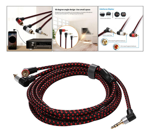 90 ° 3,5mm Macho A 2 Rca Jack Macho Estéreo Y 3 Metros