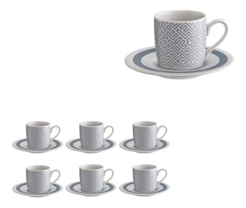 Imagem 2 de 2 de Jogo De Xicara Para Cafe De Porcelana Com 12 Pecas Labirinto