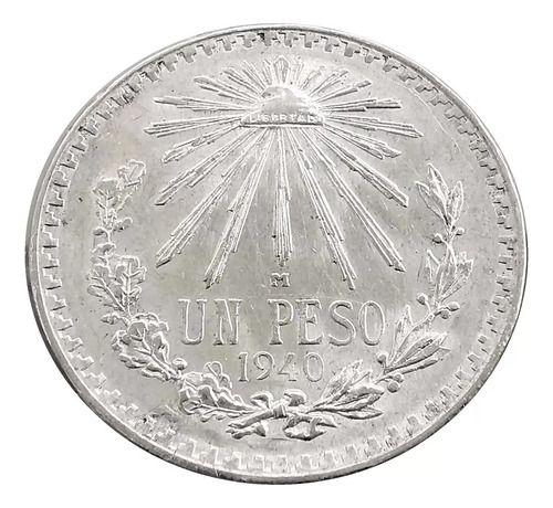 Moneda Peso Resplandor 1940 Plata Ley 0.720