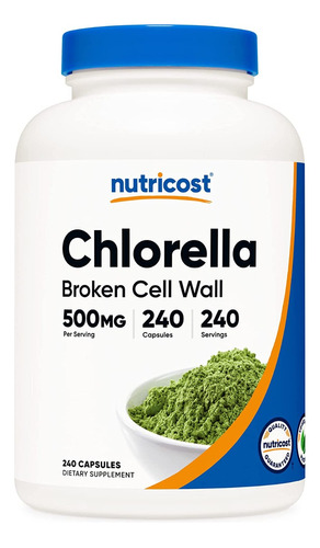 Nutricost Chlorella Broken Cell Wall  500mg 240 Capsules 