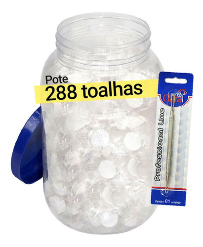 Kit Toalha Desidratada Estética Pote 288un Com Extrator Inox