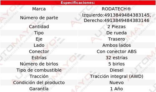 2 Mazas De Rueda Tras Rodatech Promaster 1500 L4 3.0l 14-19