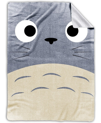 Imagen 1 de 1 de Manta Frazada De Polar Xl Totoro Gris Ghibli Full