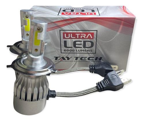 Par Lâmpada Ultra Led H4 Tay Tech 6000 Lumens Efeito Xenon