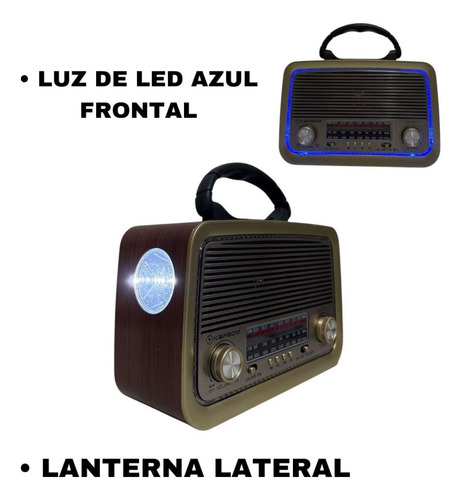 Radio Retro Vintage A Pilha E Tomada Am Fm Bluetooth Mp3 Usb Marrom
