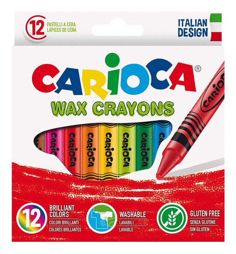 Crayon Cera Wax 12 Colores Carioca