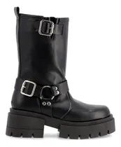 Comprar Botas Heben Caña Alta Con Hebilla Cuero Ecológico Mujer Moda