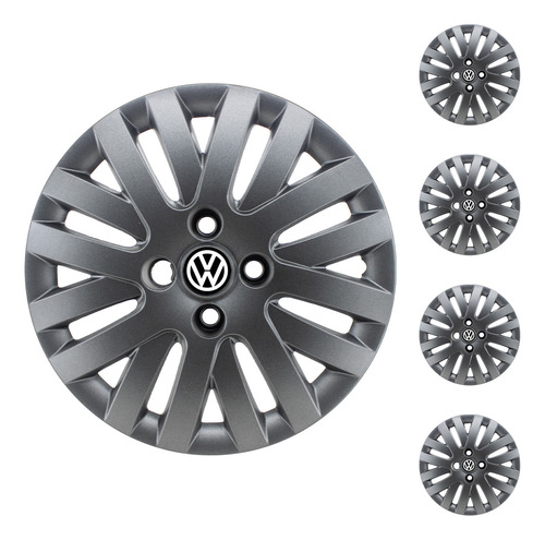 X4 Tazas Volkswagen Gol Trend C/ Logo De Color Negra Mate