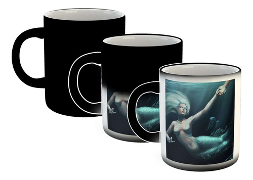 Taza Magica Sirena Salvada Ayuda Bondad Fondo De Mar