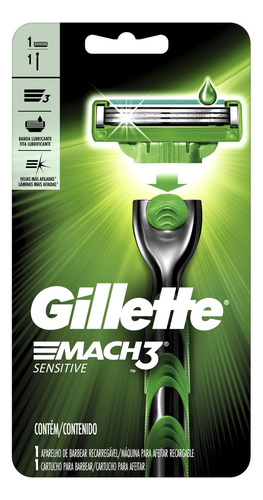 Barbeador Gillette Mach3 Sensitive Aparelho De Barbear