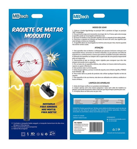 Raquete Mata Mosquito Pernilongo Elétrica Recarregável