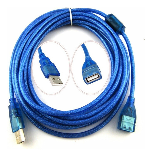 Extension Alargue Cable Usb 2.0 De 5 Metros Macho-hembra ® Color Azul