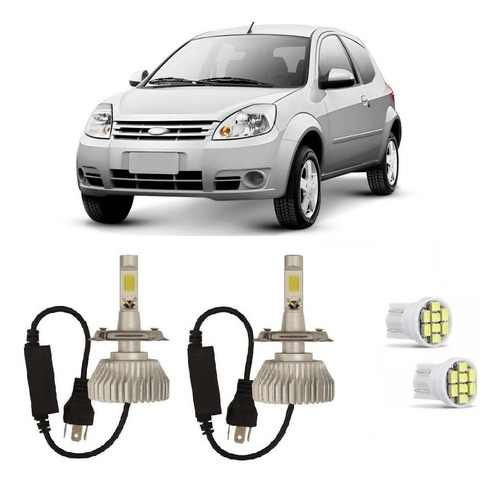 Kit Lâmpadas Super Led Farol Alto Baixo Ford Ka 2008 À 2014