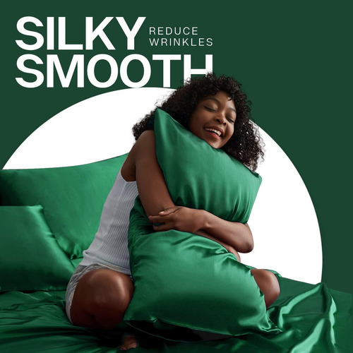 Mr&hm - Funda De Almohada De Satén Color Verde Oscuro