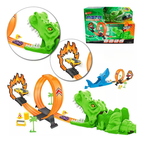 Pista De Corrida Carrinho Com Lançador Loop 360 Super Animal