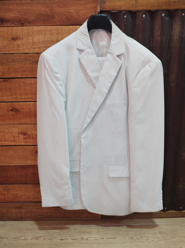 Imagen 8 de 8 de Ambo Saco Pantalon Blanco Verde Unico Vintage!!