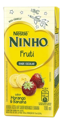 Bebida Láctea UHT Morango e Banana Ninho Fruti Caixa 190ml