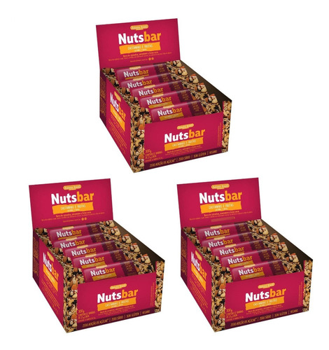 Kit 3 Caixas De Barras Nutsbar Castanhas E Frutas 3x300g