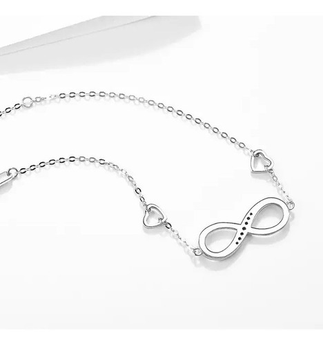 Imagen 3 de 7 de Pulsera Infinito Corazón Plata 925 Mujer Joyas Elegante