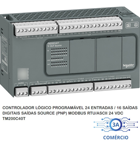 Clp Schneider Tm200c40t 40e/s Digital 24vdc Modbus Rtu/ascii